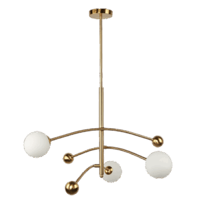 Nanjing - Lámpara colgante de interior acabado dorado y cristal nevado, 3 luces