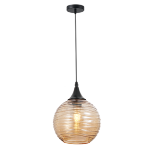 Dorian - Lámpara colgante de interior acabado negro y cristal ámbar, 1 luz