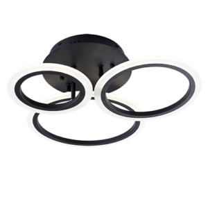 Liz - Lámpara tipo plafón de interior con 3 aros LED acabado negro, 3CCT - 40W