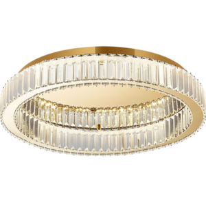 Priscy - Lámpara tipo plafón de interior LED acabado dorado y cristales, 3CCT - 34W