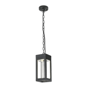 Septans II - Lámpara tipo farol colgante de exterior LED acabado negro, 3000K - 12W