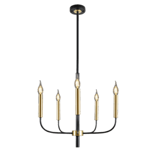 Liraz - Lámpara colgante de interior acabado negro y dorado, 5 luces