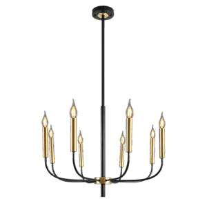 Liraz I - Lámpara colgante de interior acabado negro y dorado, 8 luces