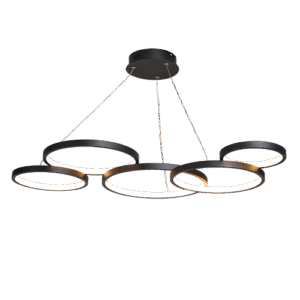 Alaia II - Lámpara colgante de interior con 5 aros LED acabado negro,  4000K - 61W