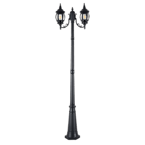 Josi - Lámpara poste tipo farol para exterior acabado negro, 2 luces