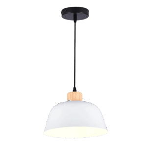 Anna - Lámpara colgante de interior acabado blanco y madera, 1 luz