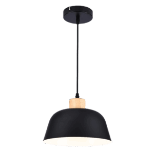 Anna - Lámpara colgante de interior acabado negro y madera, 1 luz