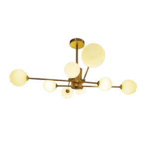 Lexi I - Lámpara tipo plafón de interior acabado dorado, 8 luces