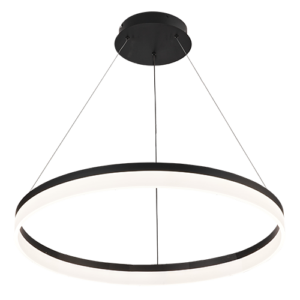 Greyci - Lámpara colgante de interior 1 aro LED acabado negro con control remoto, 3CCT - 50W