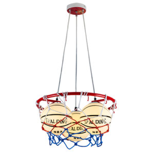 All star I - Lámpara colgante de interior estilo basketball acabado rojo con blanco, 3 luces