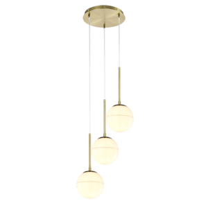 Narella I - Lámpara colgante de interior doble altura acabado dorado, 3 luces