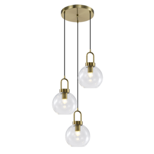 Izel I - Lámpara colgante de interior doble altura acabado dorado, 3 luces