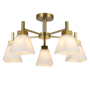 Isara I - Lámpara tipo plafón de interior acabado dorado, 5 luces