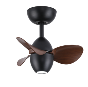 Noir - Mini ventilador de techo 16 plg acabado negro y aspas madera, 1 luz