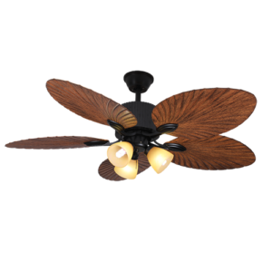 Ébano - Ventilador de techo 52 plg con control remoto acabado café y aspas madera, 3 luces