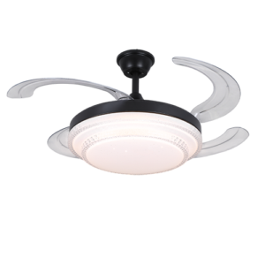 Milho II - Ventilador retráctil 42 plg con control remoto acabado negro y aspas transparentes, 3CCT - 36W