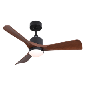 Warm - Ventilador de techo 42 plg con control remoto y app acabado negro y aspas madera oscura, 3CCT - 18W
