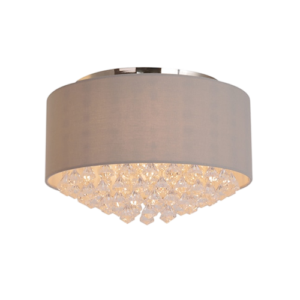 Isabella - Lámpara tipo plafón de interior acabado plateado y cristales, 4 luces