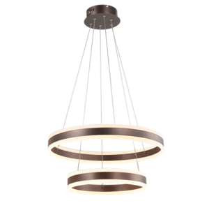 Lilibet - Lámpara colgante de interior 2 aros LED acabado café, 3000K - 30W