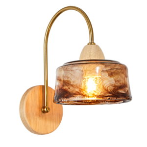 Damaris - Lámpara de pared interior acabado madera y cristal, 1 luz