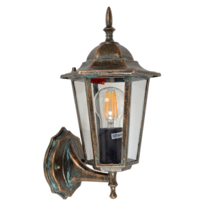 Monroe - Lámpara tipo farol para muro exterior acabado dorado, 1 luz