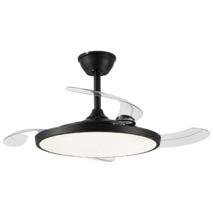 Oliver - Ventilador retractil de interior 42 plg con control remoto y Bluetooth acabado negro y aspas transparentes, 3CCT - 72W