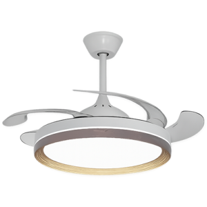 Effie - Ventilador retractil de interior 42 plg con control remoto y Bluetooth acabado blanco y aspas transparentes, 3CCT - 72W