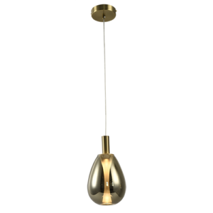 Gouty - Lámpara colgante de interior LED acabado dorado y cristal ahumado, 3000K - 5W