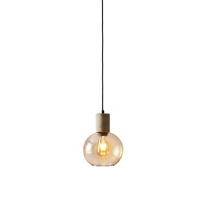 Krici - Lámpara colgante de interior acabado negro y cristal ámbar, 1 luz